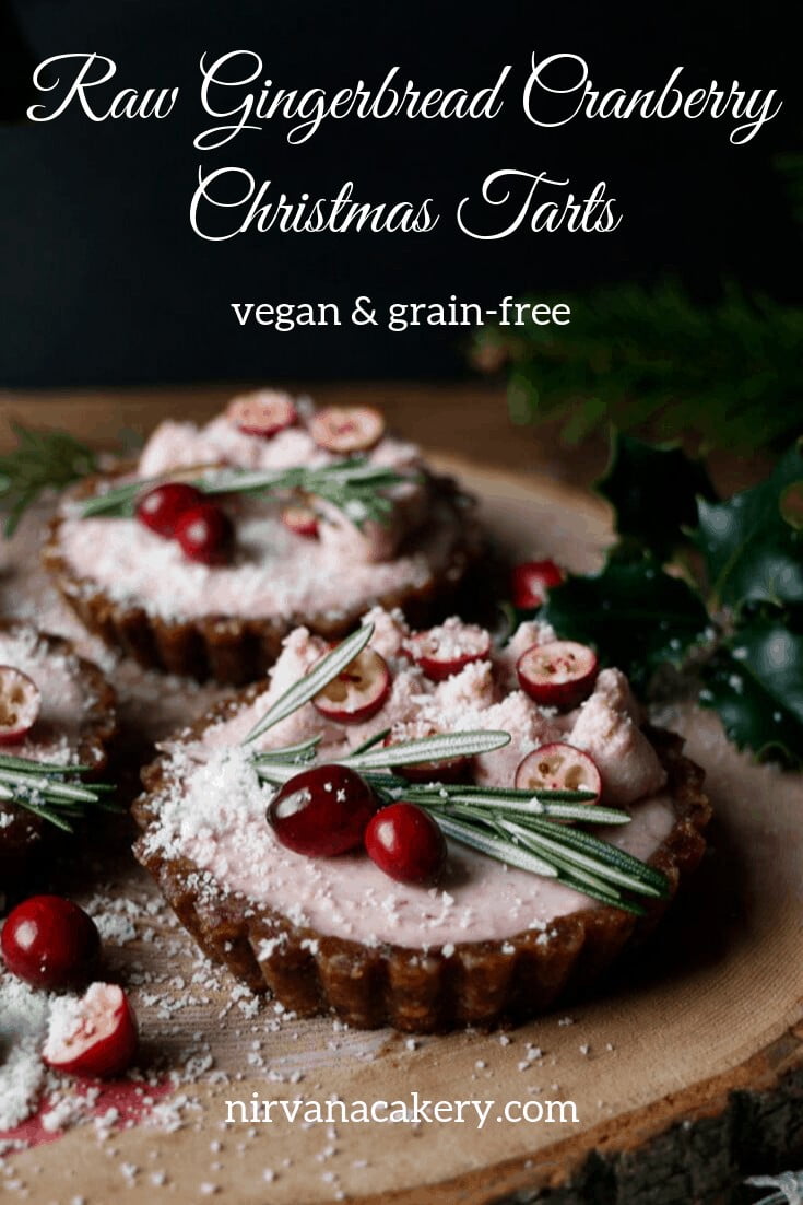 Raw Gingerbread Cranberry Christmas Tarts (grain-free & vegan)