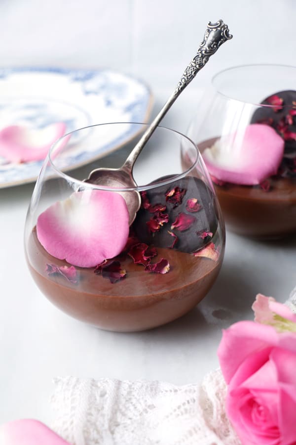 Rose Cardamom Chocolate Mousse (vegan)