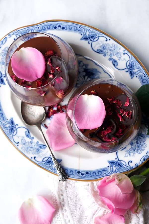 Rose Cardamom Chocolate Mousse (vegan)