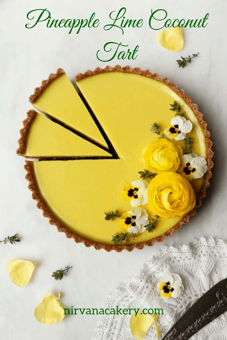 Pineapple Lime Coconut Tart (vegan & grain-free)