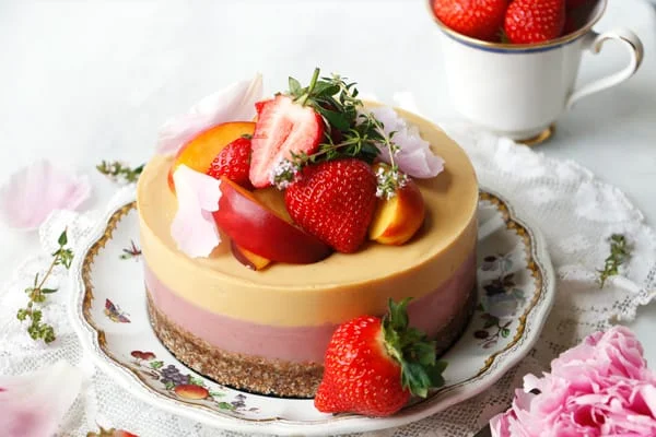 Strawberry Peach Bavarois (vegan & grain-free)