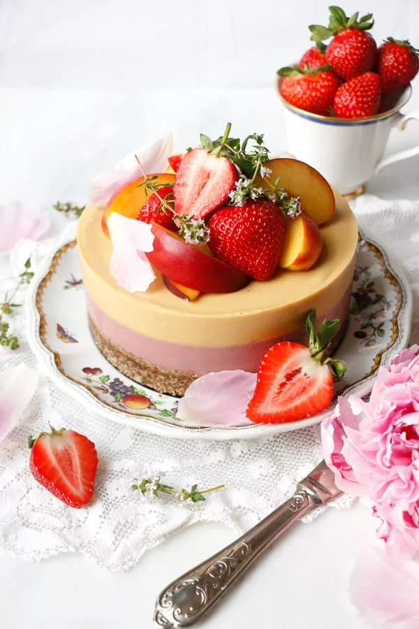 Strawberry Peach Bavarois (vegan & grain-free)