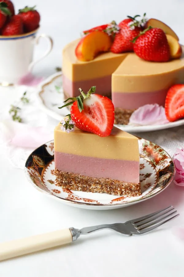 Strawberry Peach Bavarois (vegan & grain-free)