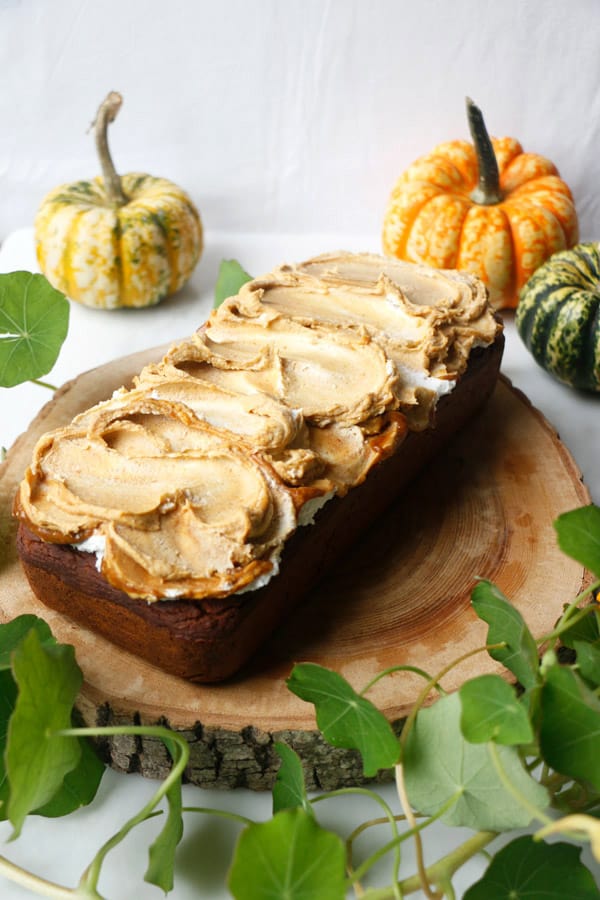 Pumpkin Walnut Bread with Salted Pumpkin Caramel (vegan & gluten-free)