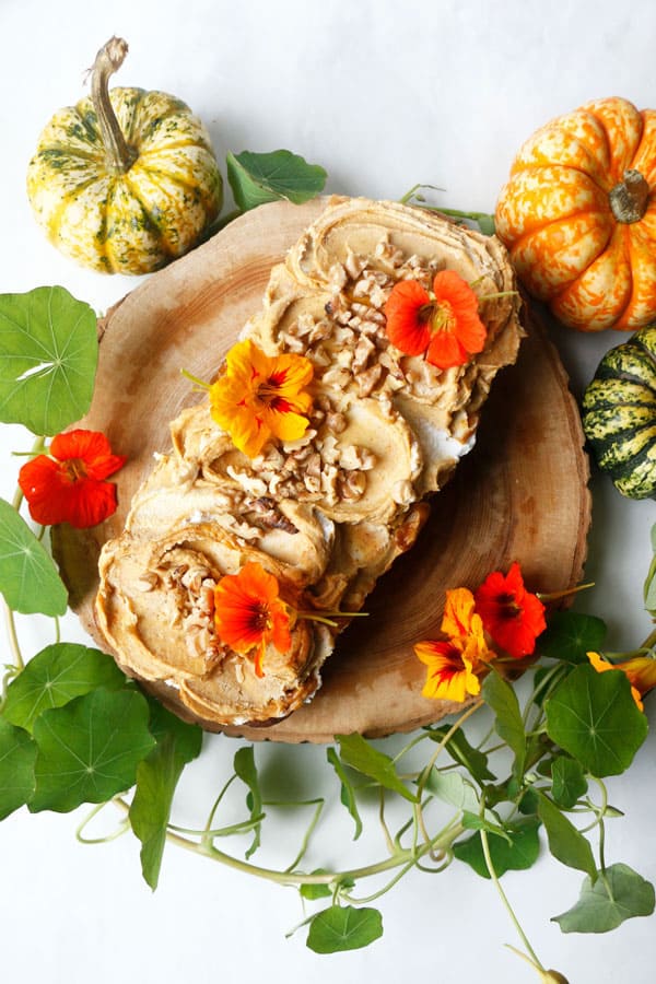 Pumpkin Walnut Bread with Salted Pumpkin Caramel (vegan & gluten-free)