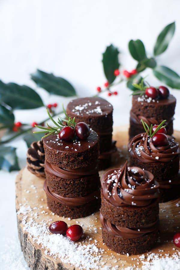 Chocolate Gingerbread Mini Cakes (vegan & gluten-free)