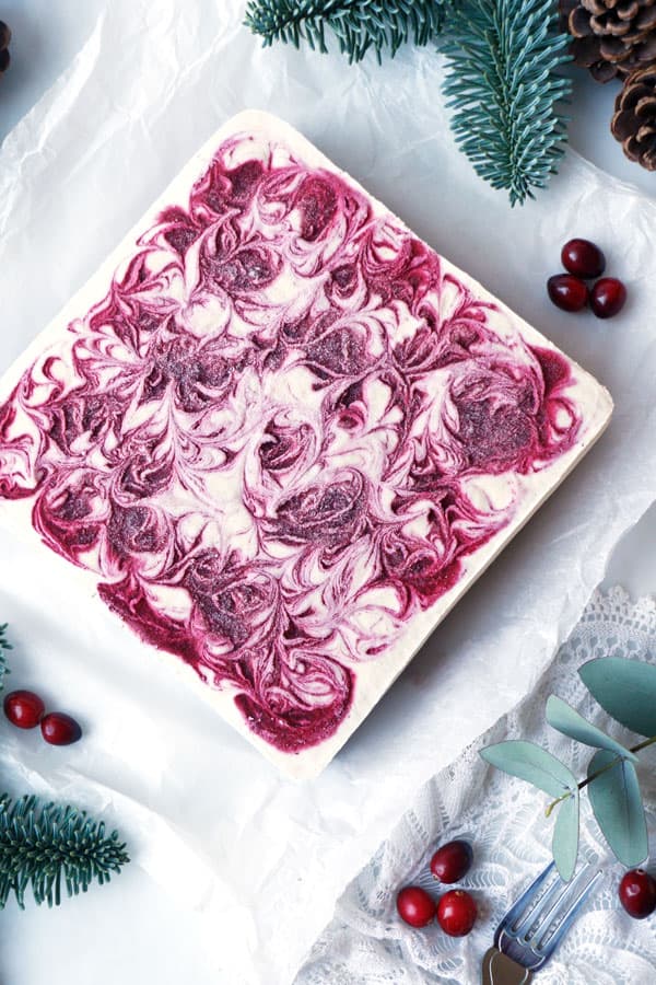 White Chocolate Cranberry Cheesecake (vegan & grain-free)