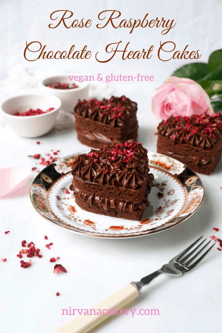 Rose Raspberry Chocolate Heart Cakes