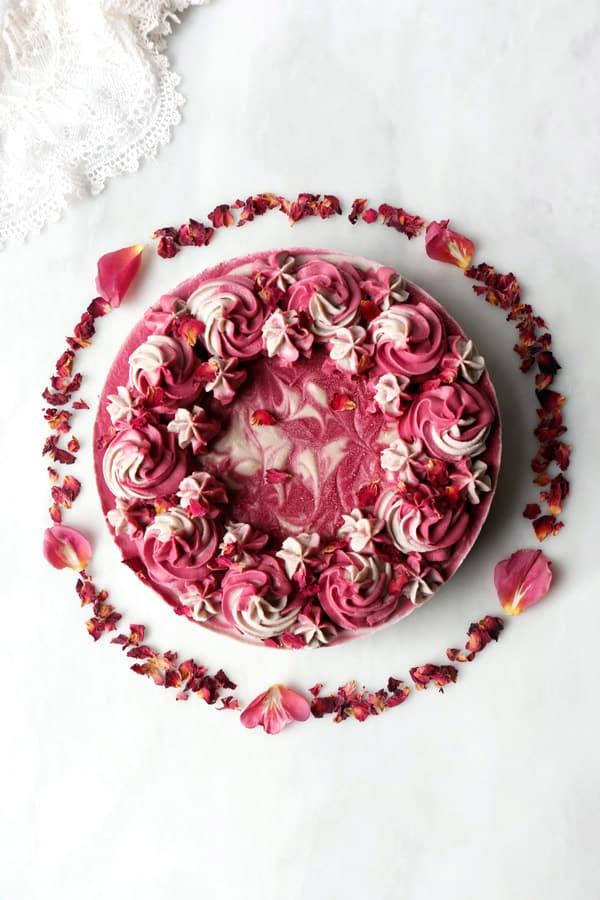 Rose Hibiscus Beet Cheesecake (vegan & grain-free)