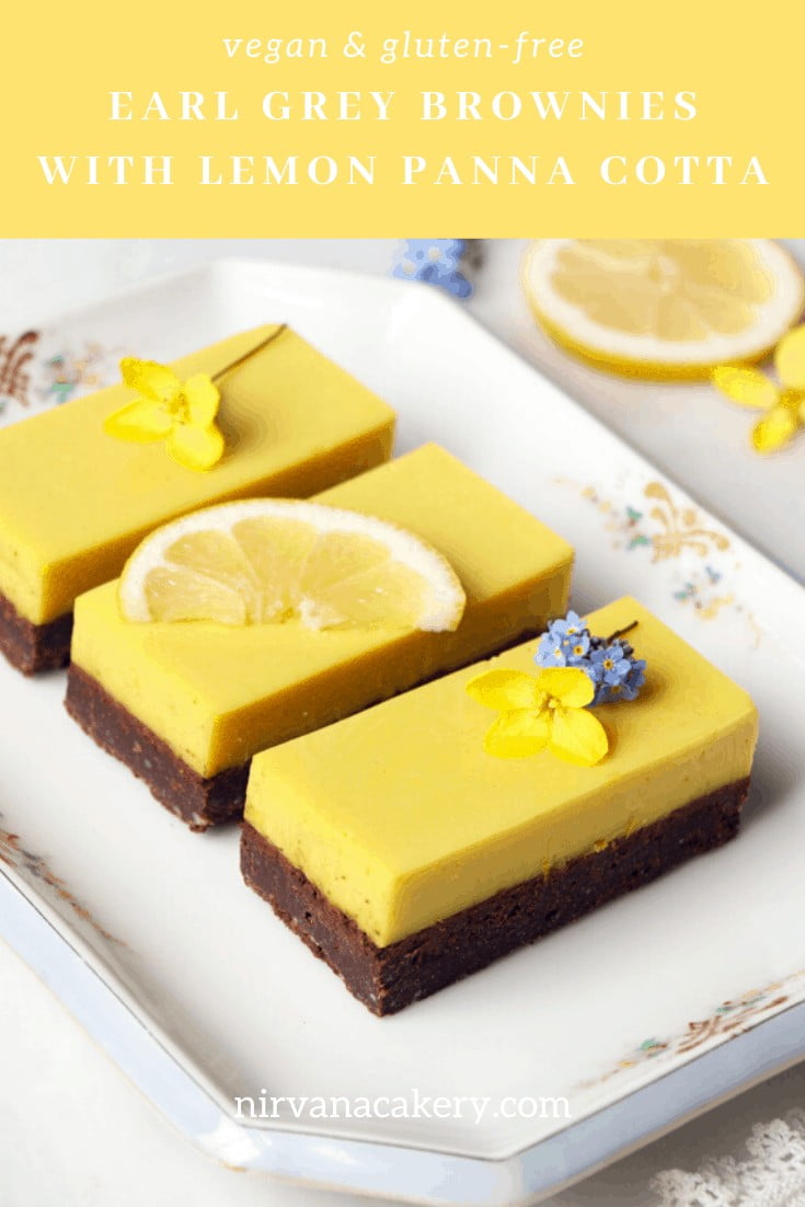 Earl Grey Brownies with Lemon Panna Cotta