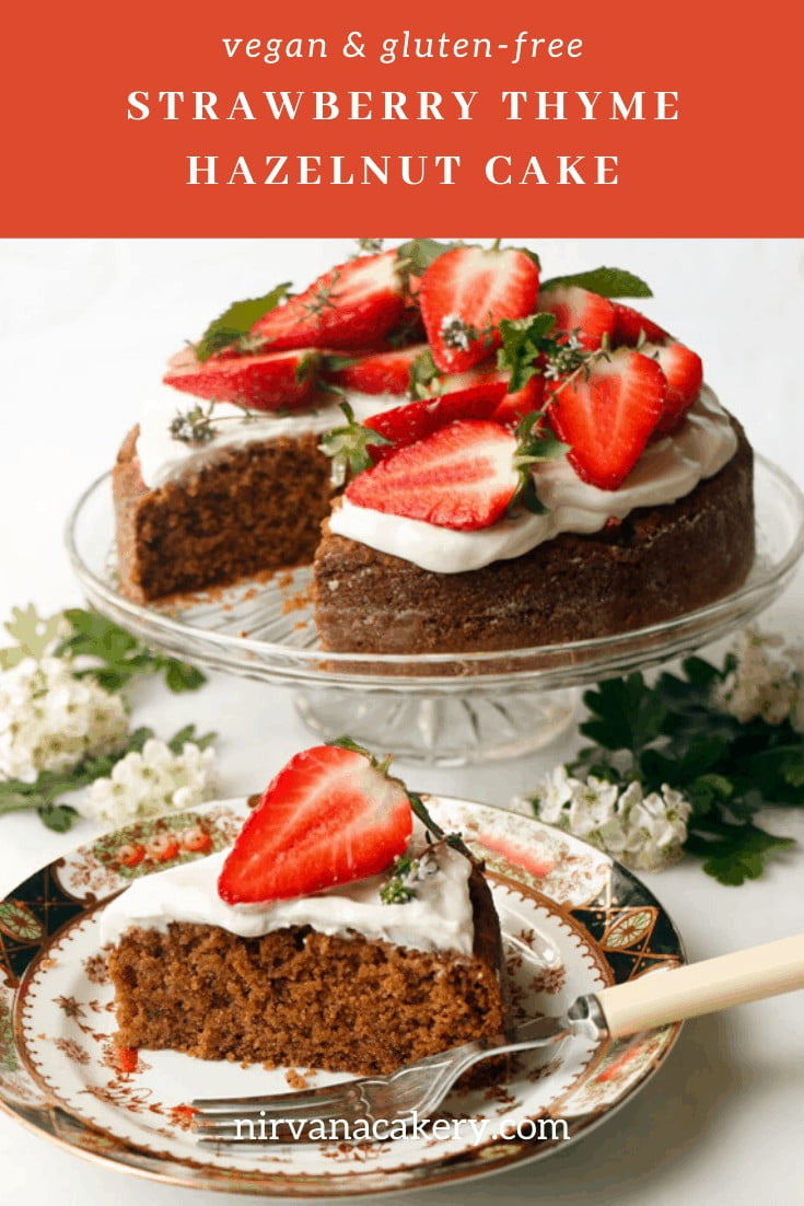 Strawberry Thyme Hazelnut Cake Gluten-free Vegan