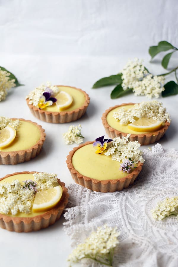 Elderflower Lemon Tarts (vegan & gluten-free)