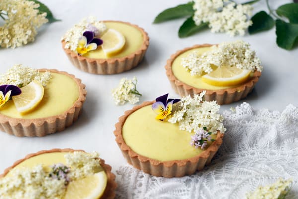 Elderflower Lemon Tarts (vegan & gluten-free)