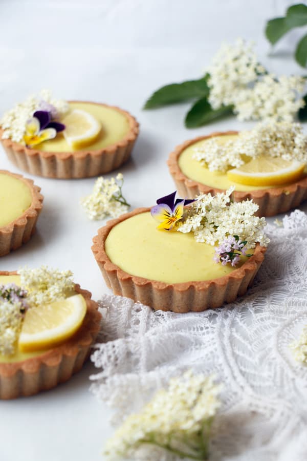 Elderflower Lemon Tarts (vegan & gluten-free)