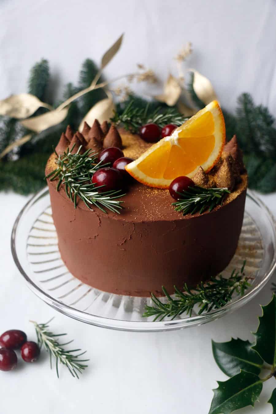 Chocolate Cranberry Orange Cake (vegan & grain-free)