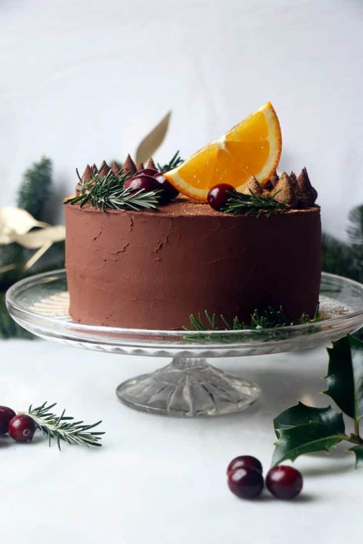Chocolate Cranberry Orange Cake (vegan & grain-free)