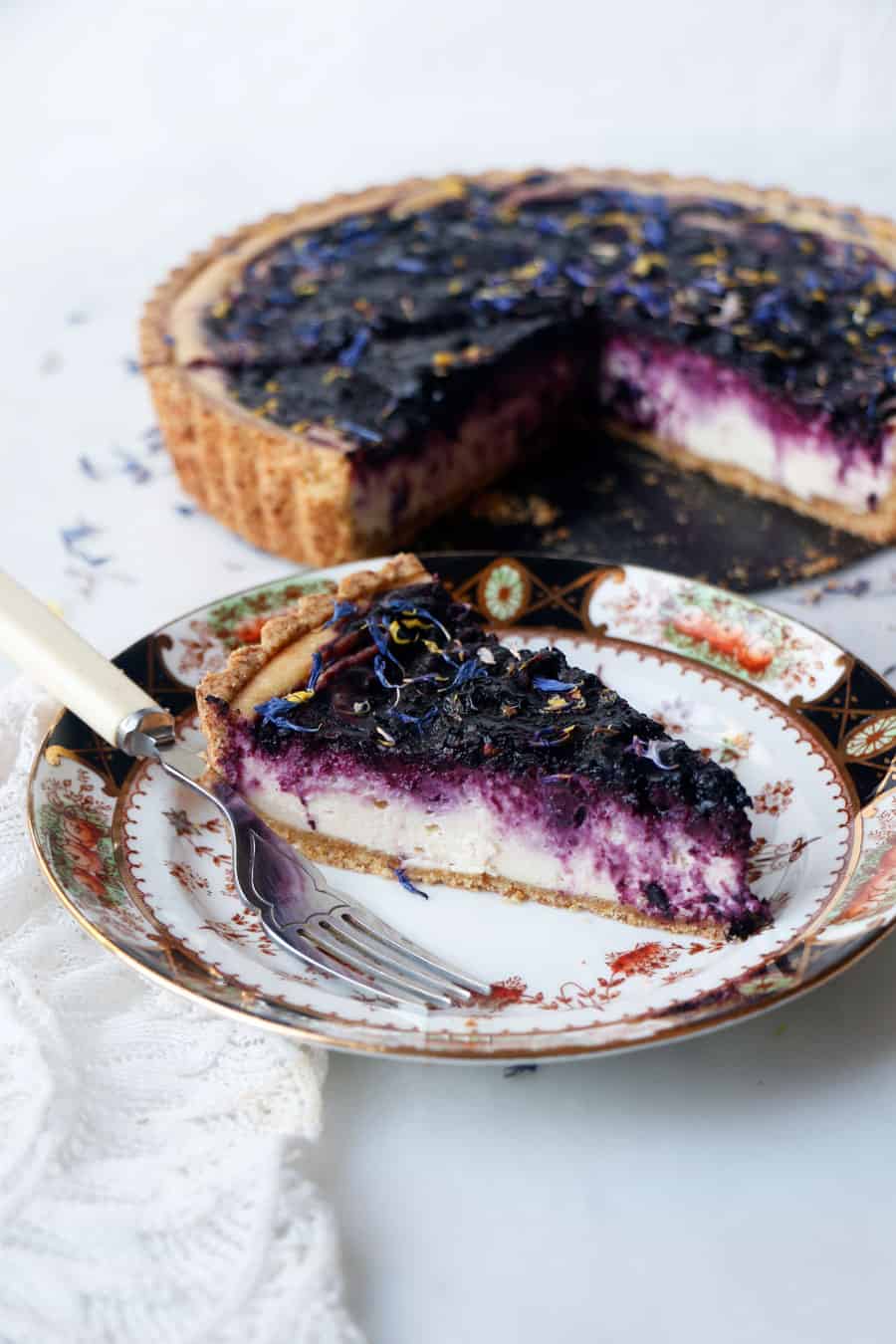 Baked Blueberry Cheesecake (vegan & gluten-free)