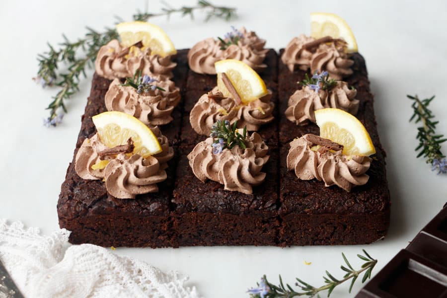 Rosemary Lemon Brownies (vegan & grain-free)