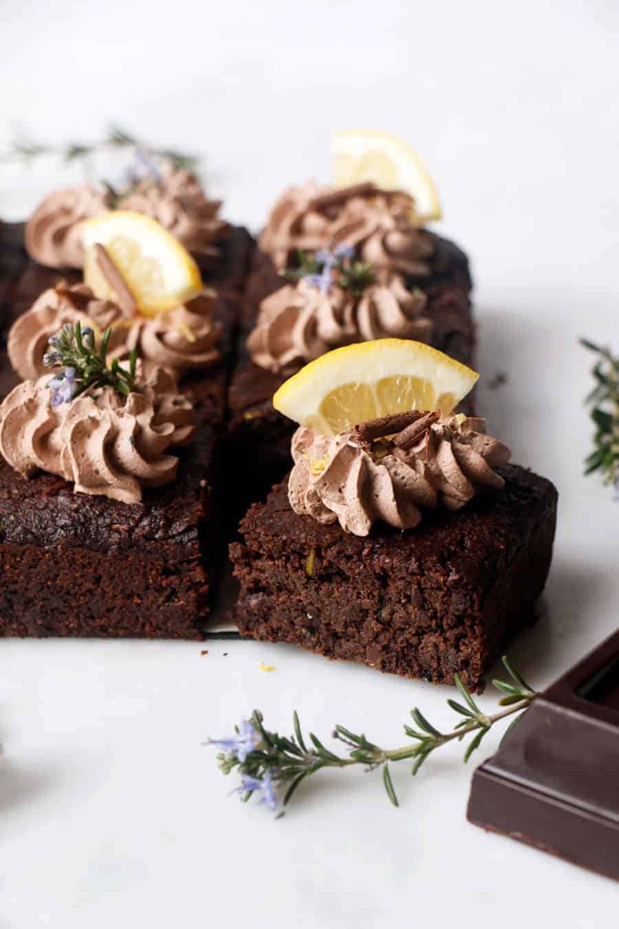 Rosemary Lemon Brownies (vegan & grain-free)