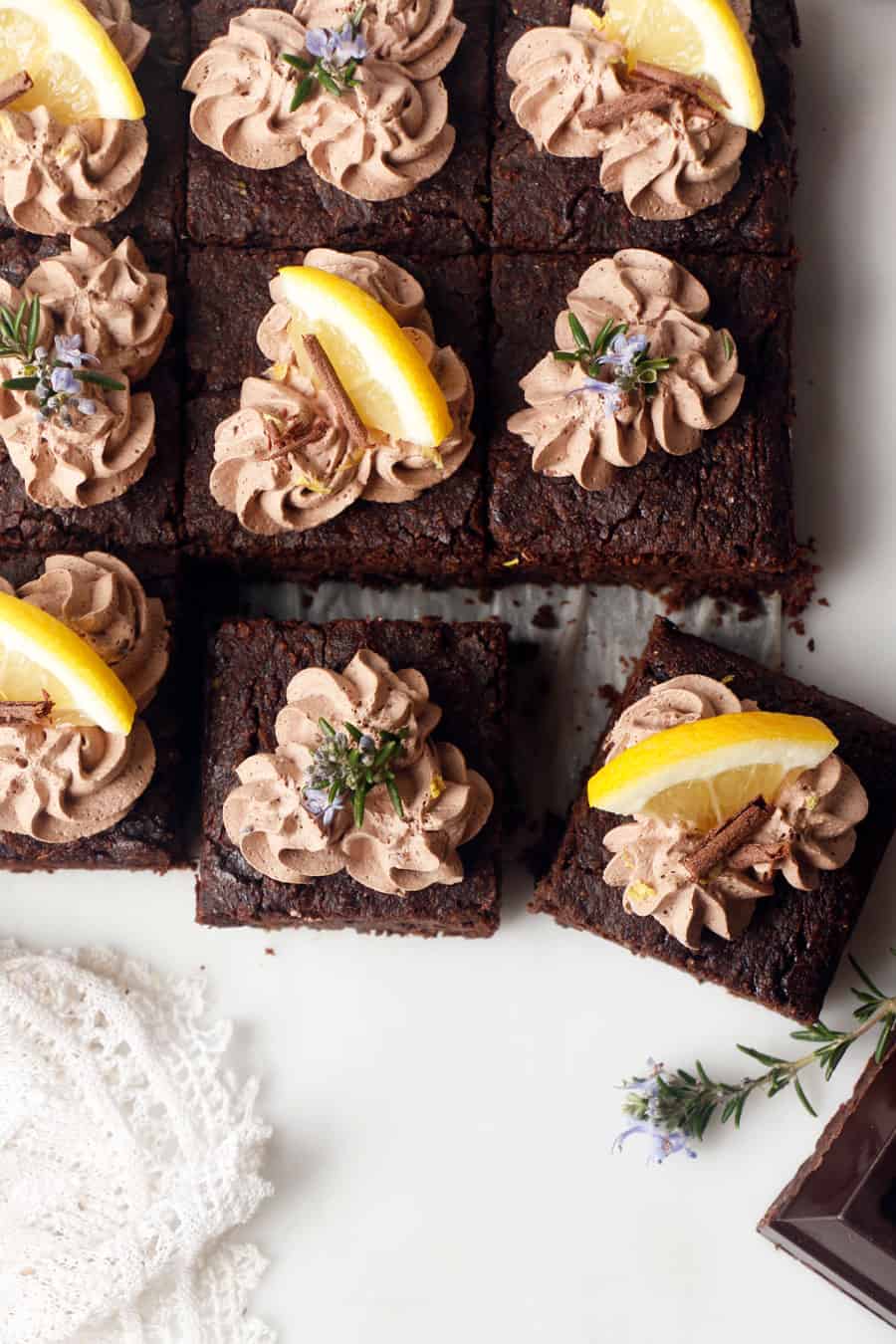 Rosemary Lemon Brownies (vegan & grain-free)