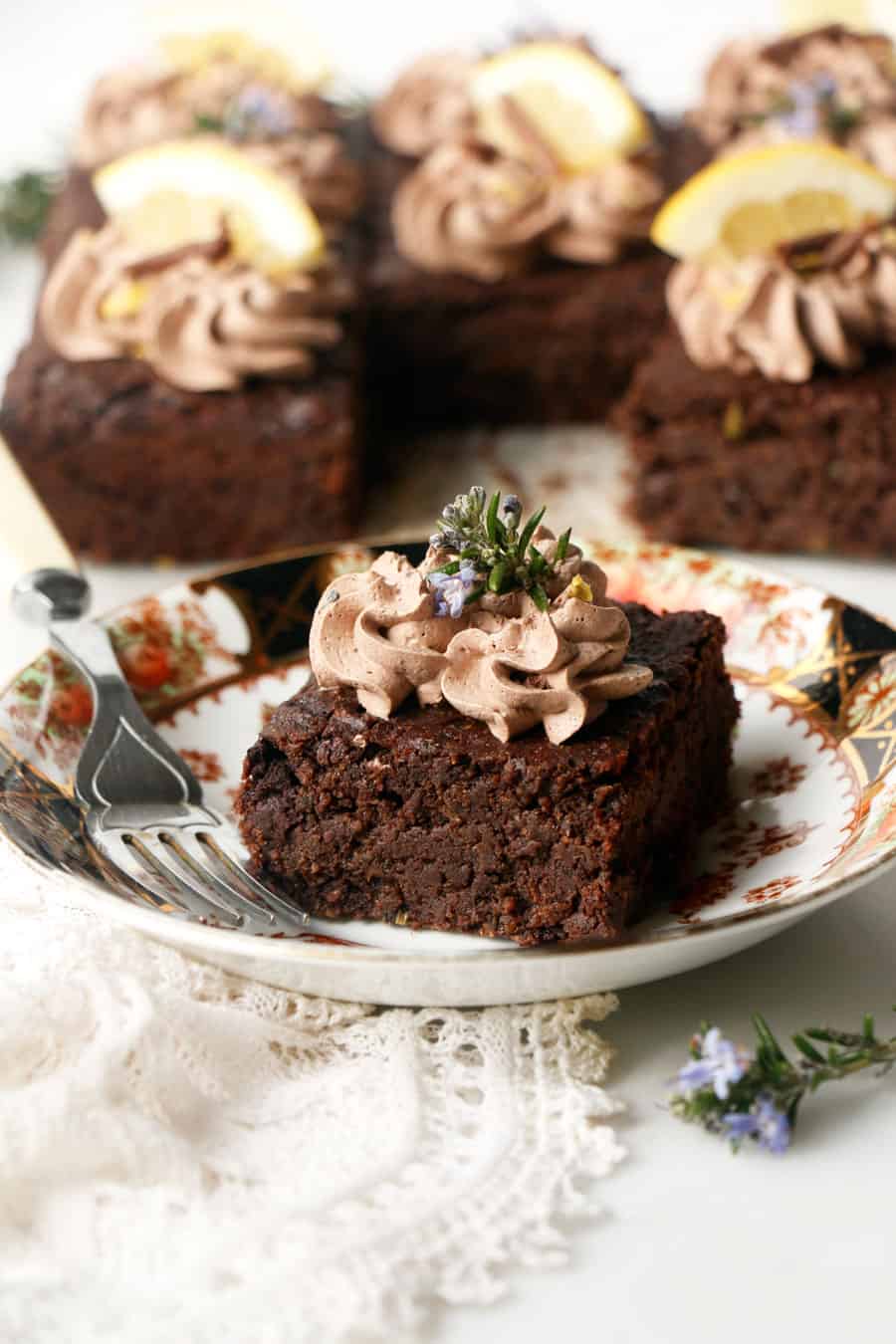 Rosemary Lemon Brownies (vegan & grain-free)