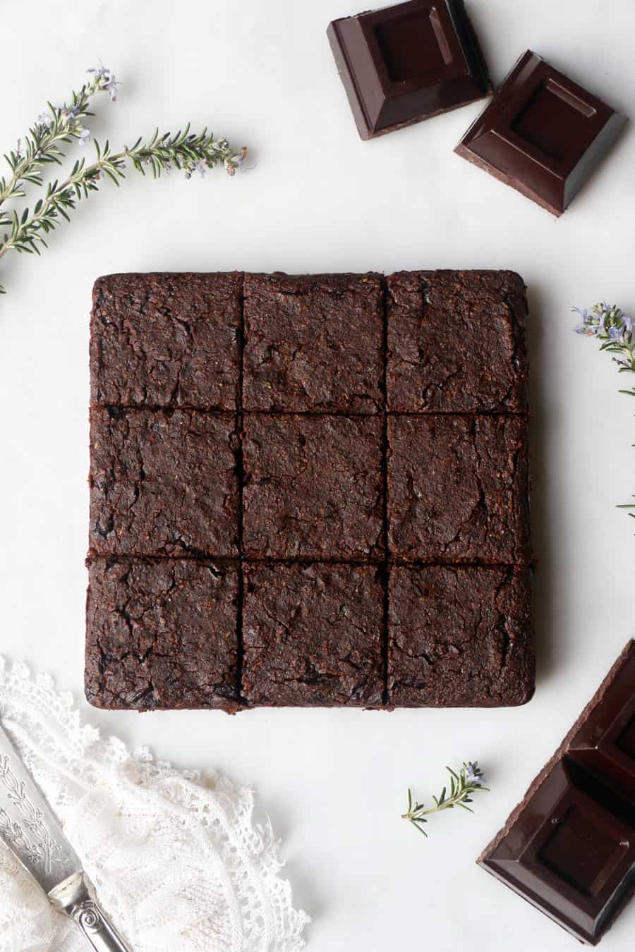 Rosemary Lemon Brownies (vegan & grain-free)