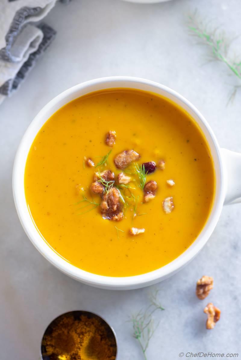 Instant Pot Creamy Curried Sweet Potato Soup with Coconut Milk