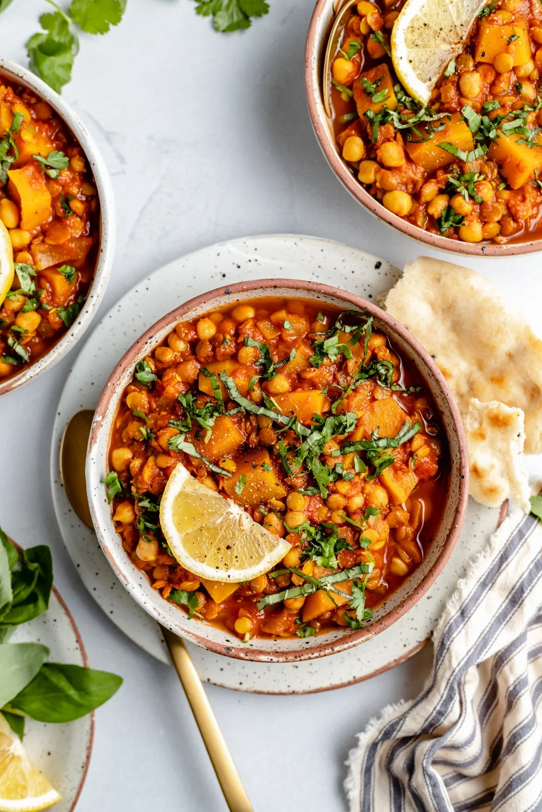 Butternut Squash, Chickpea and Lentil Moroccan-Spiced Stew