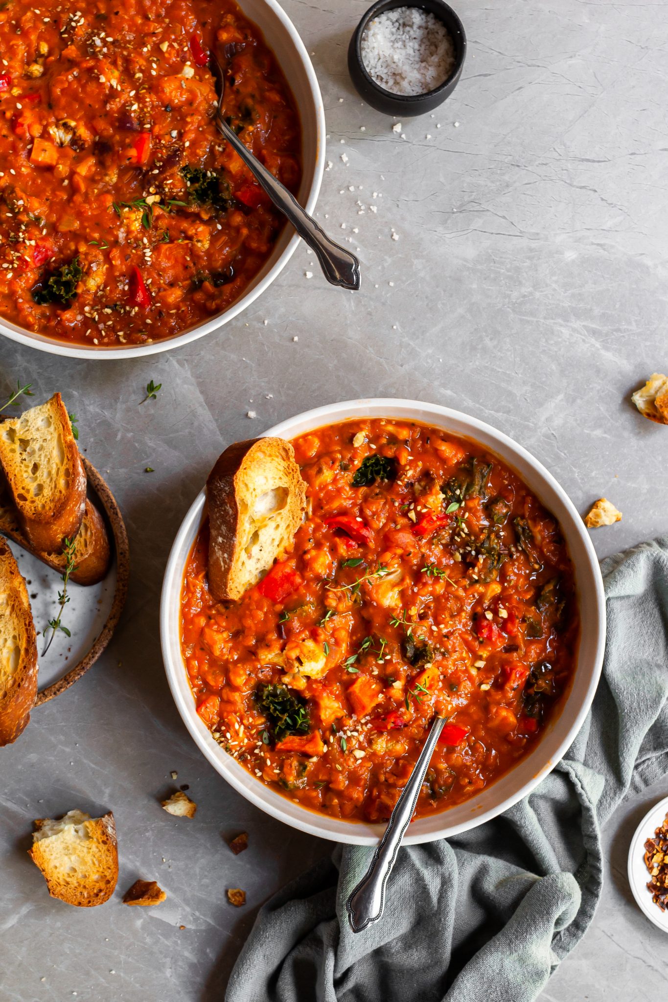 Roasted Garlic Vegetable Stew with Red Lentils and Tomatoes