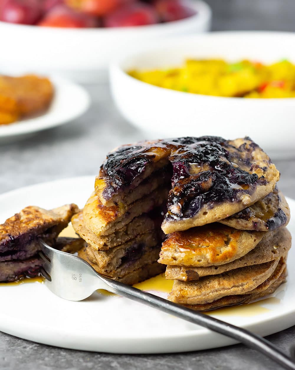 Vegan Gluten-Free Banana Blueberry Pancakes