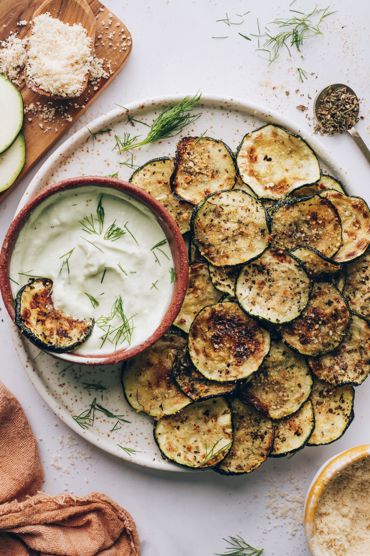 Baked Zucchini Slices with Vegan “Parmesan”