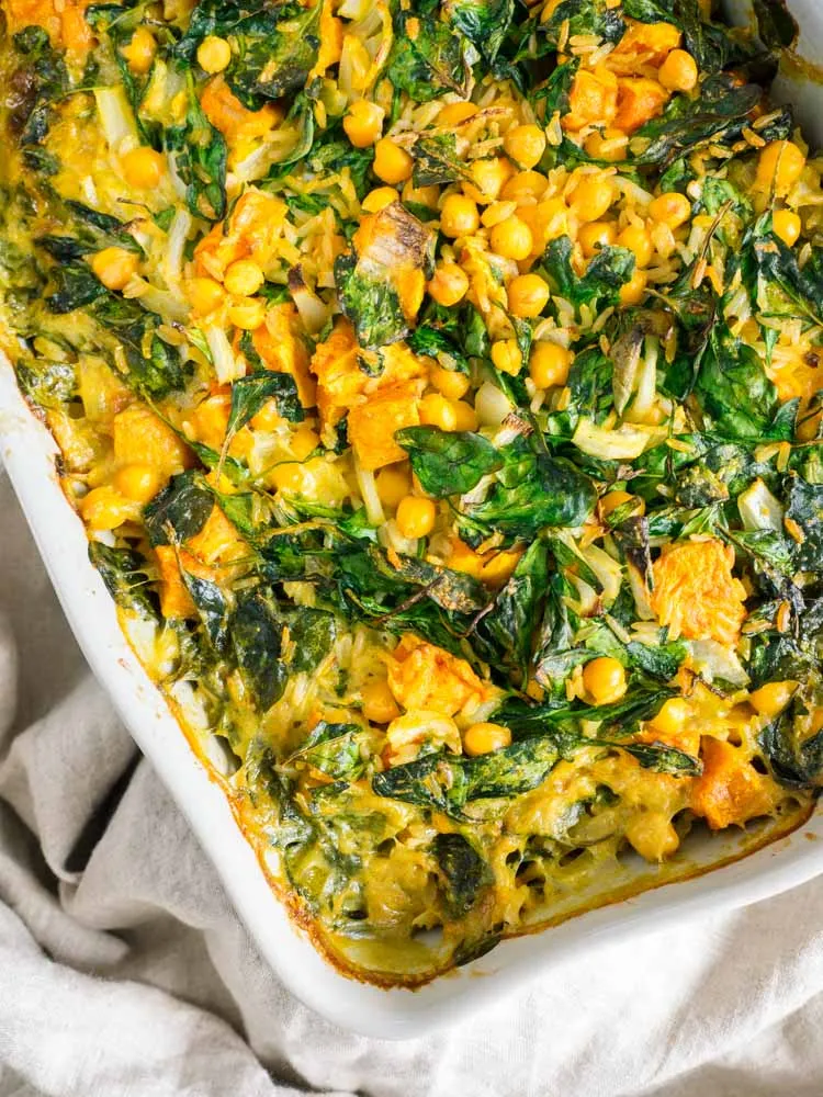 Brown Rice Casserole with Curried Butternut Squash