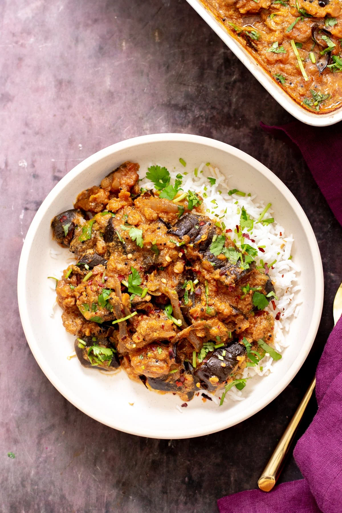 South Indian Baked Eggplant Curry Casserole