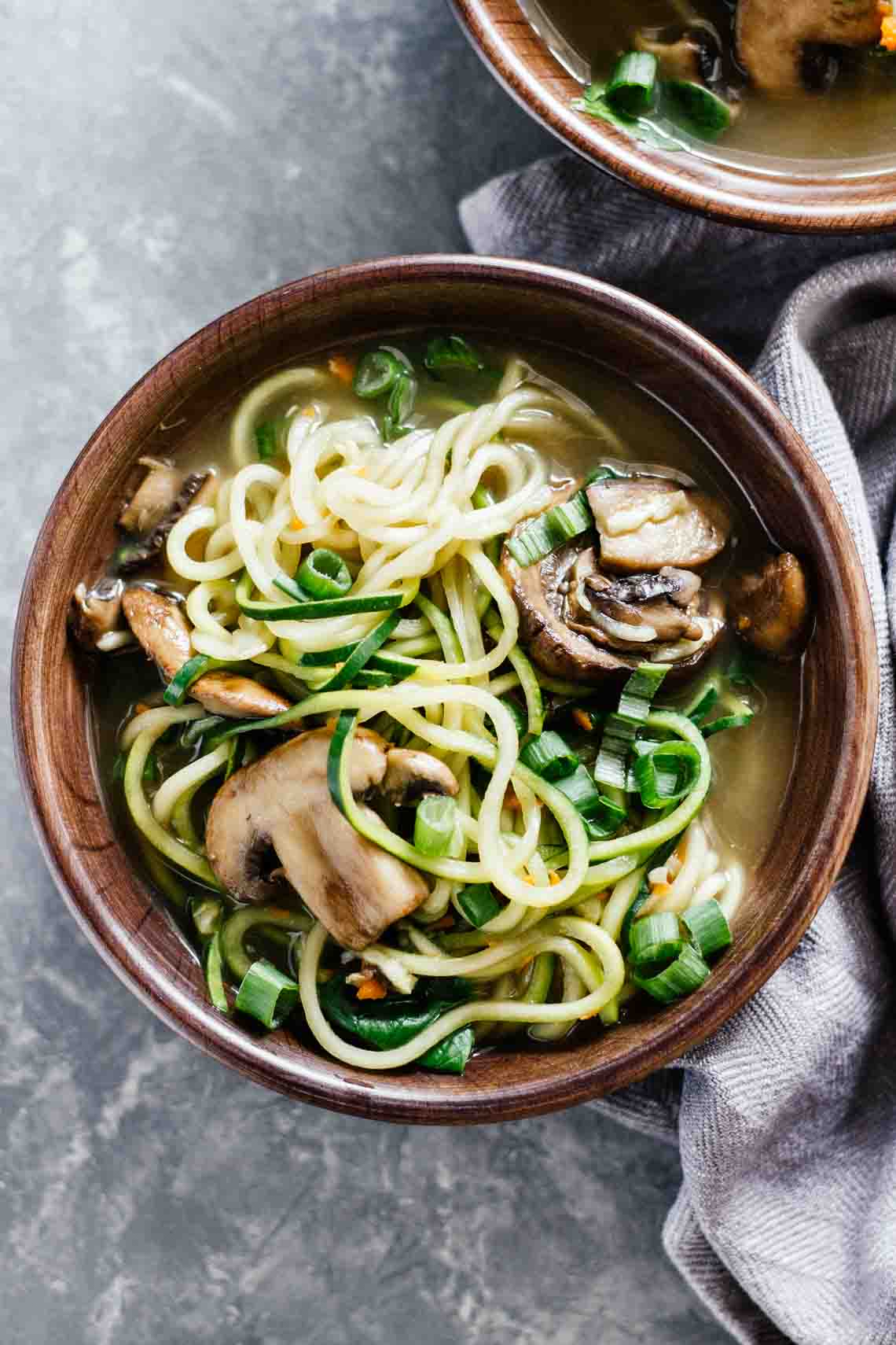Vegan Ramen Soup with Zucchini Noodles