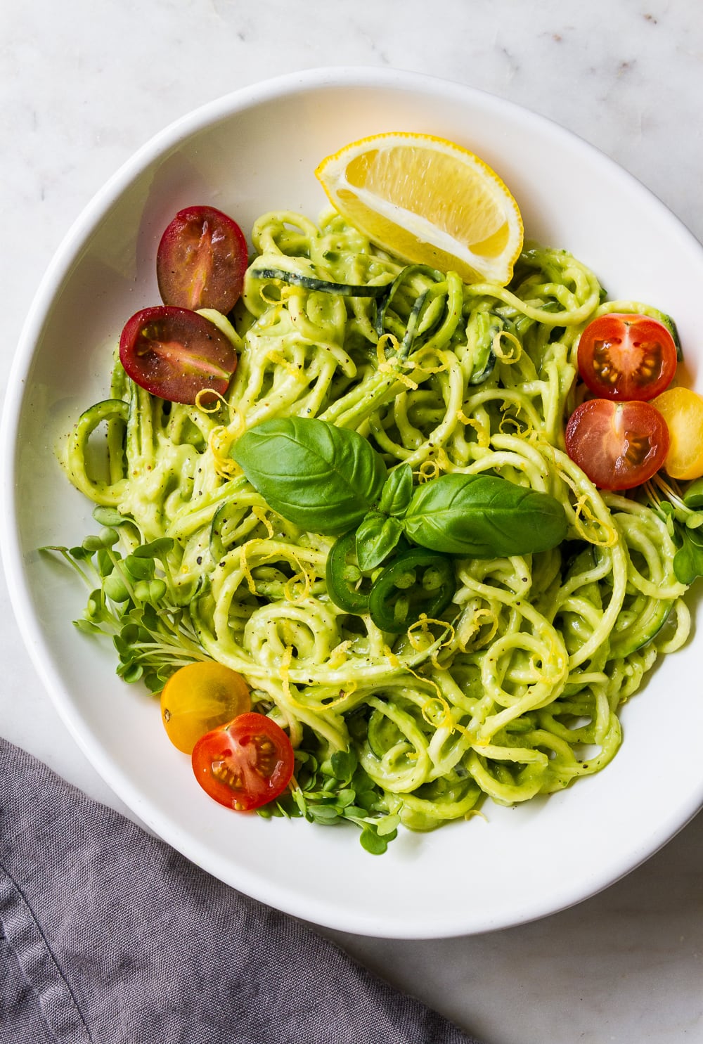Zucchini Noodles with Avocado-Cucumber Sauce
