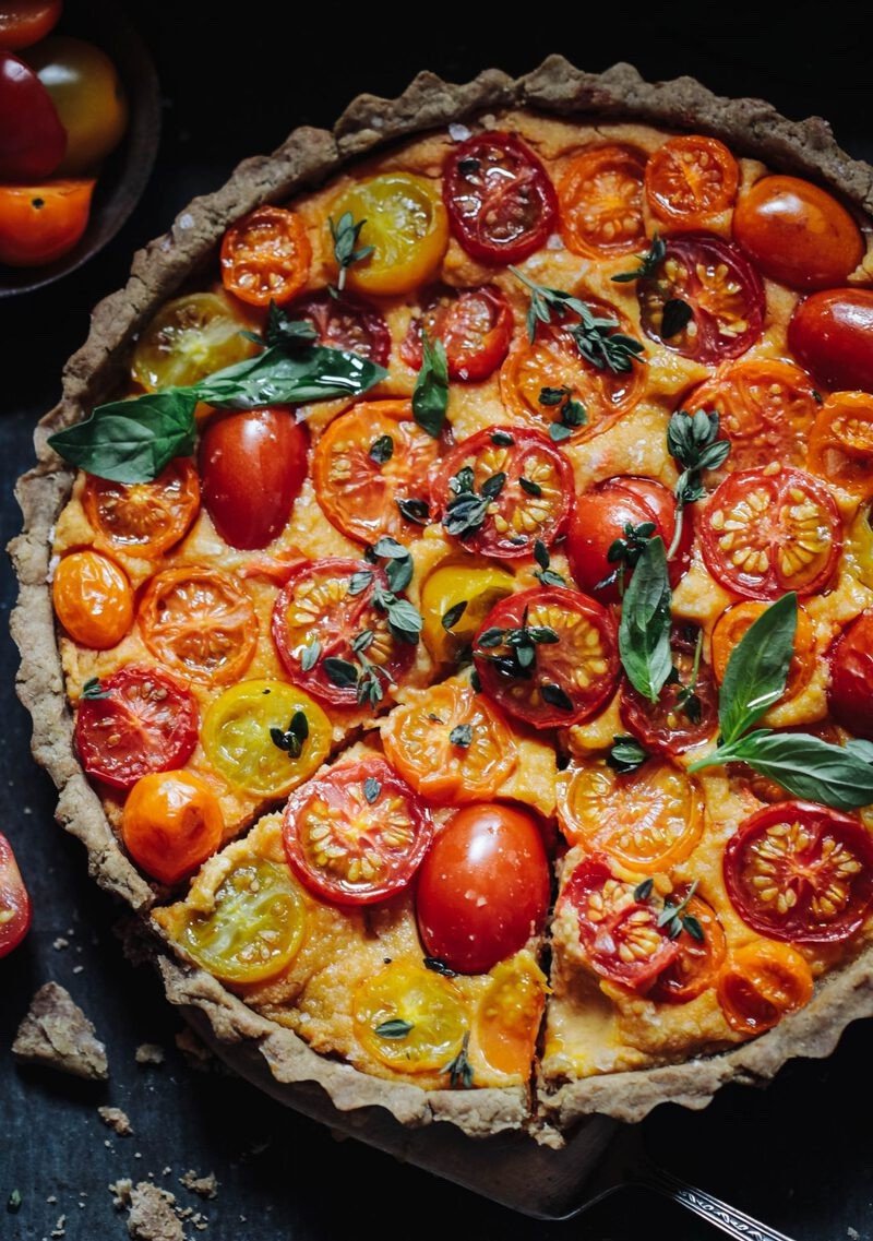 Heirloom Tomato Tart with a Walnut Base