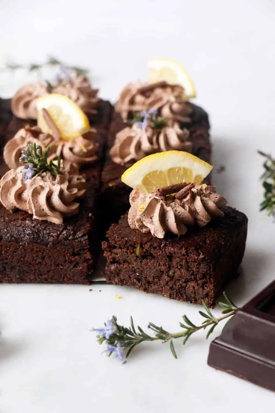 Rosemary Lemon Brownies with Zucchini