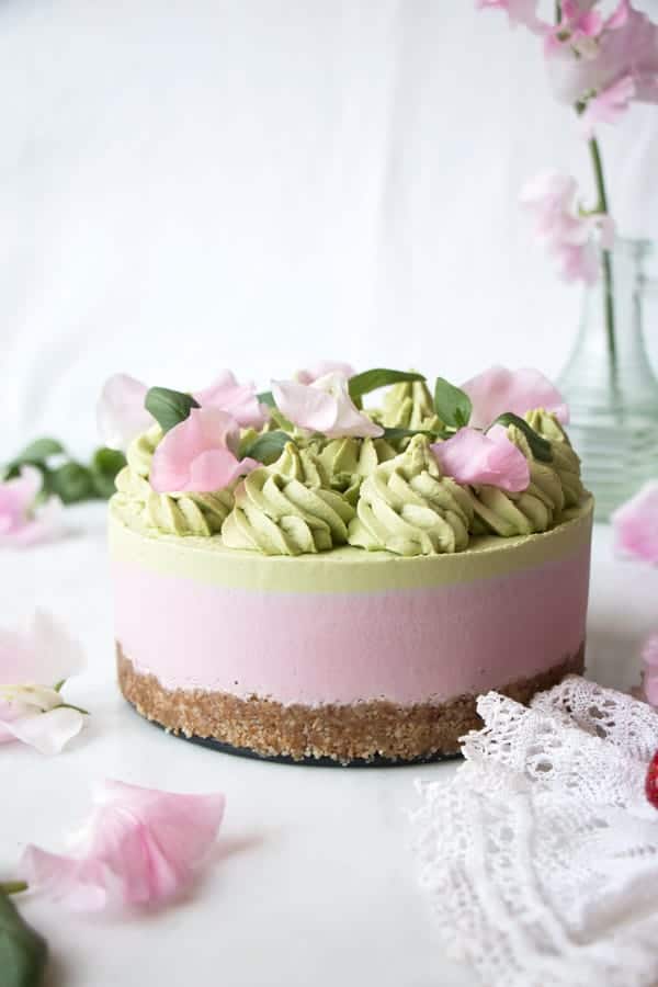 Strawberry Basil Vegan Cheesecake